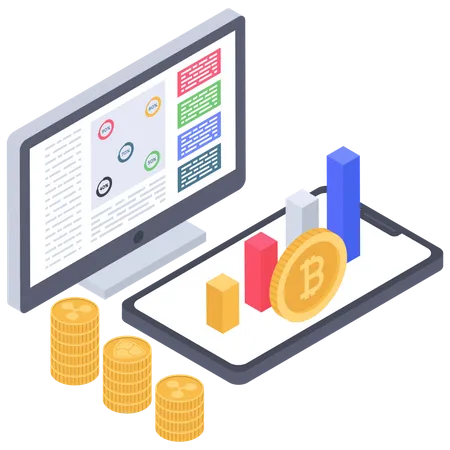 Cryptocurrency values and analytics  Illustration