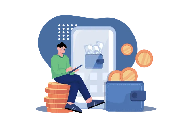 Pay With Cryptocurrency Illustration Concept On White Background Illustration
