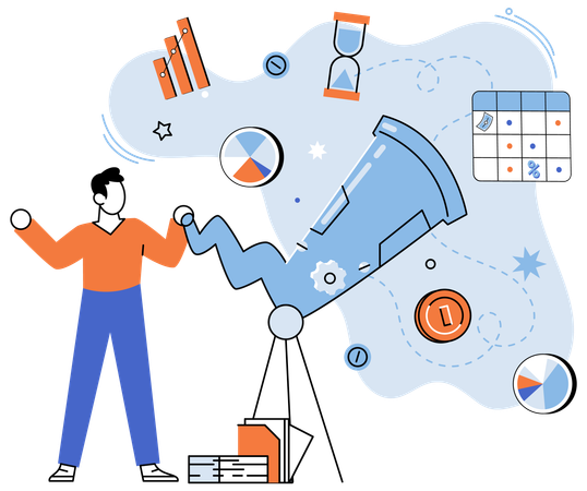 Crystal ball showing future revenue paths  Illustration