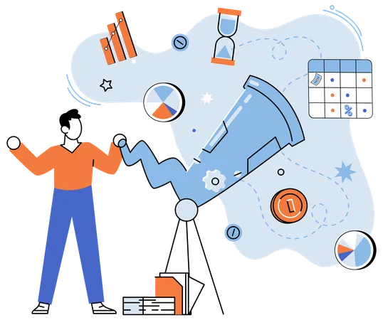 Crystal ball showing future revenue paths  Illustration