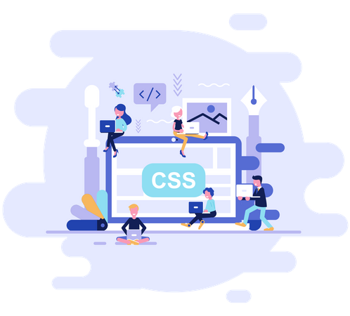 CSS Developers working on project  Illustration