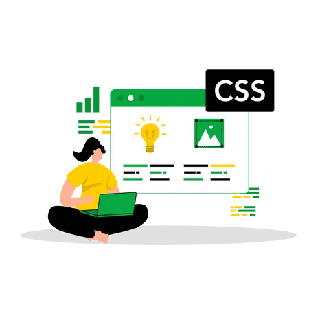 CSS-Entwicklerin auf der Suche nach Inspiration  Illustration