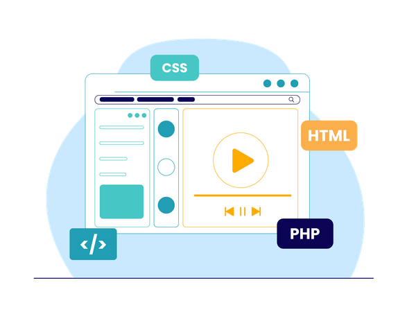 CSS, HTML and PHP coding language Illustration