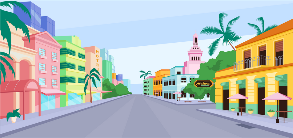 Vida na cidade de Cuba  Ilustração