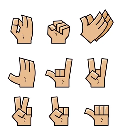 Cube Cartoon Hand Gesture  Illustration