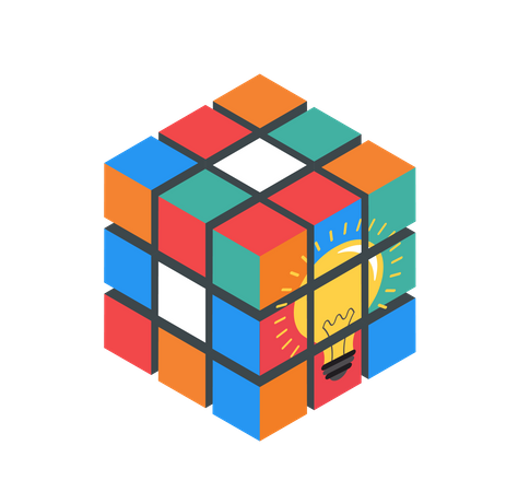 Cube Puzzle Solution Solving Problem Concept banner, vector concept design  Illustration