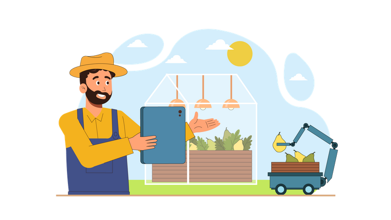 Cueillette automatique des légumes  Illustration