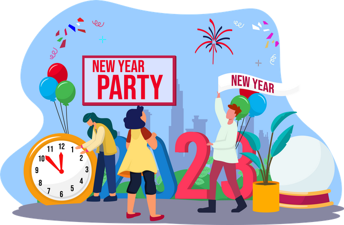Cuenta regresiva de año nuevo  Ilustración