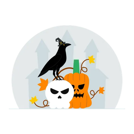 Cuervo de halloween  Ilustración