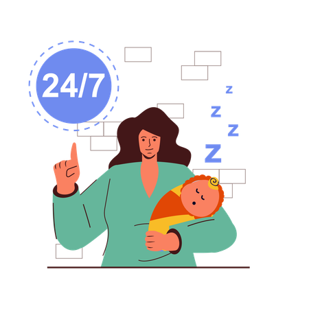 Cuidados com o bebê 24 horas  Ilustração
