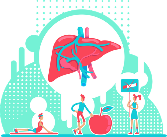 Cuidados com a saúde do fígado  Ilustração