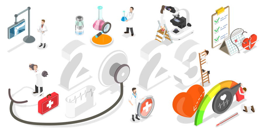 Saúde e medicina em 2023  Ilustração