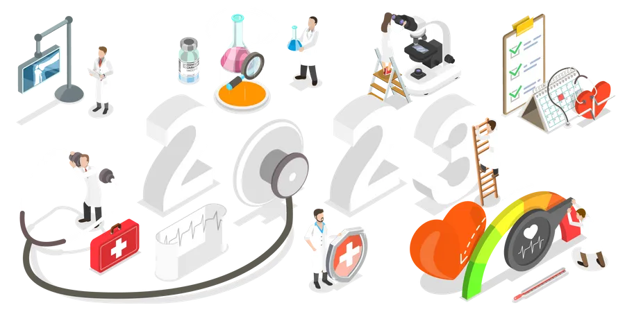 Saúde e medicina em 2023  Ilustração