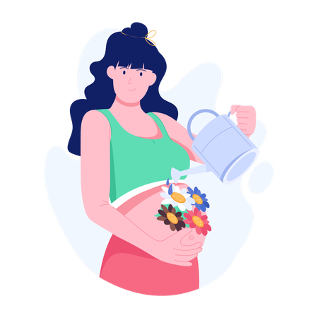 Atención prenatal atendida por señora  Ilustración