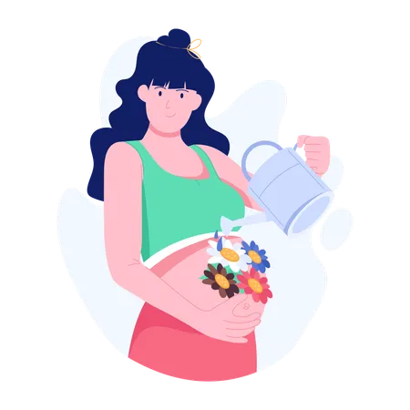 Atención prenatal atendida por señora  Ilustración