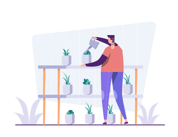 Cuidando las plantas  Ilustración