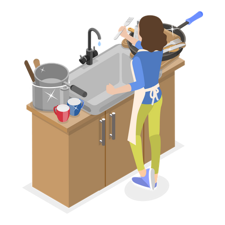 Cuisine désordonnée ou propre  Illustration