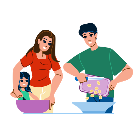 Cuisine familiale ensemble  Illustration