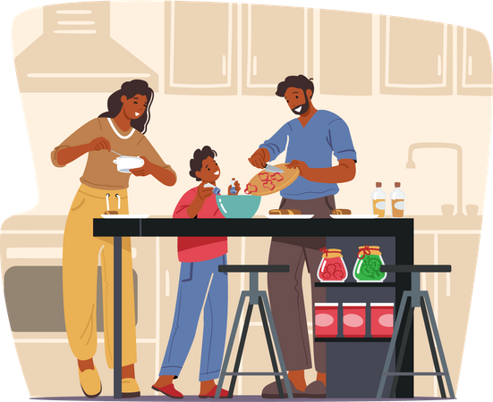 Cuisine familiale ensemble  Illustration
