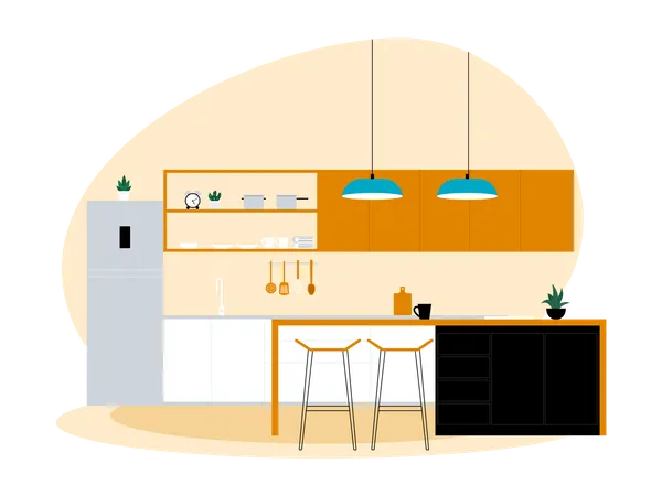 Intérieur de cuisine  Illustration