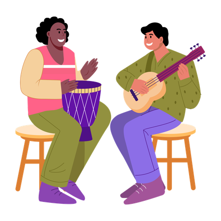 Cultural music performed by musicians  Illustration