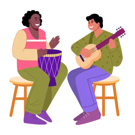 Cultural music performed by musicians  Illustration