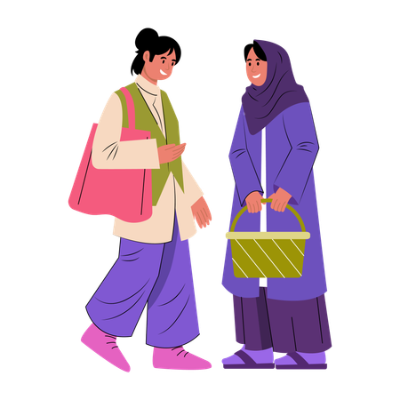 Cultural shopping by women  Illustration