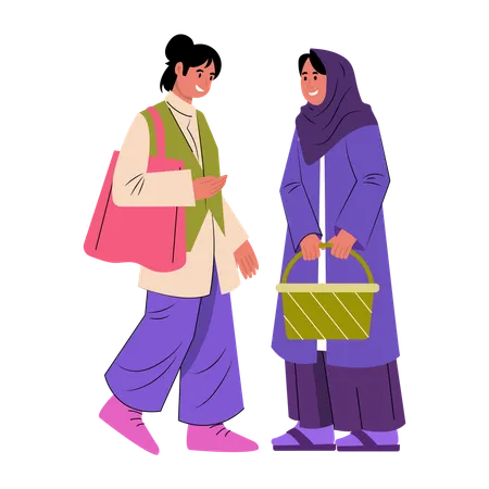 Cultural shopping by women  Illustration