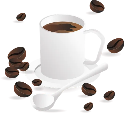 Cup of coffee with beans  Illustration