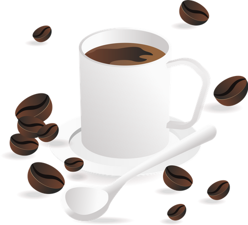 Cup of coffee with beans  Illustration