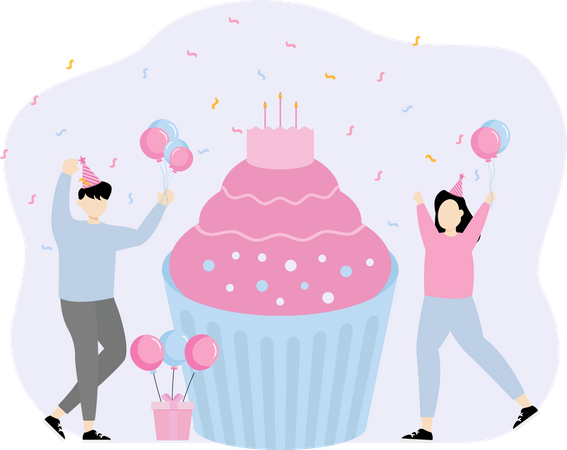 Cupcake de aniversário  Ilustração