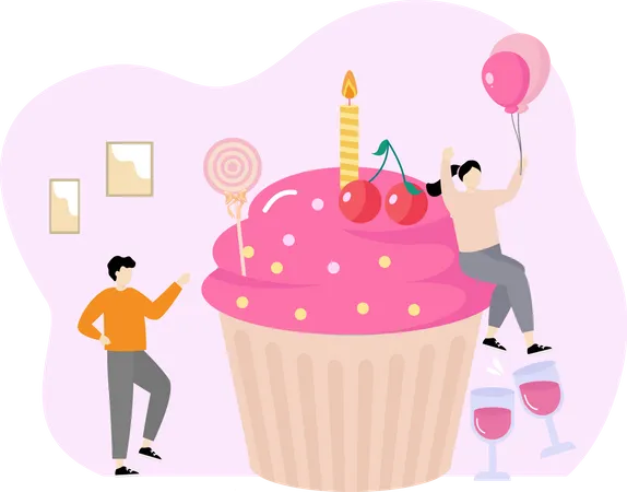 Cupcake de aniversário  Ilustração