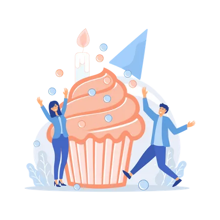 Cupcake de aniversário  Ilustração