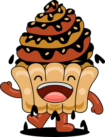 Cupcake Mascot Character waiving hand  Illustration