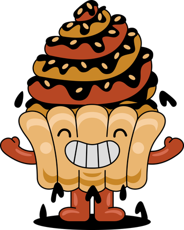 Cupcake Mascot Character with wide open arms  Illustration