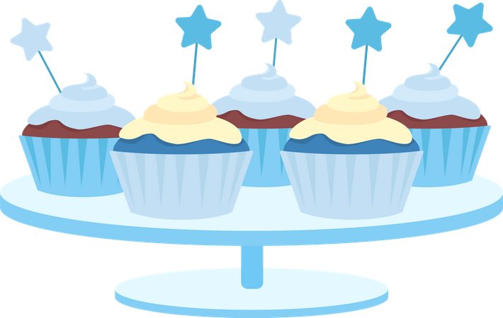 Cupcakes with whipped cream Illustration