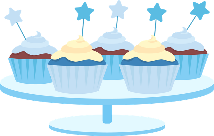 Cupcakes with whipped cream  Illustration