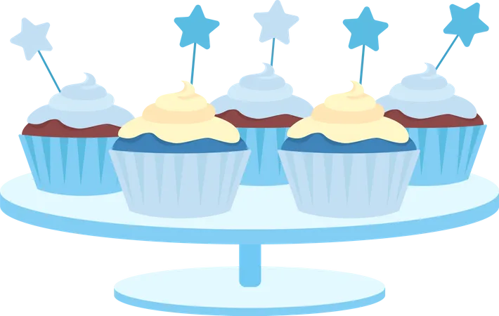 Cupcakes with whipped cream  Illustration