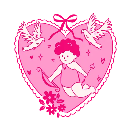 Cupid aiming an arrow  Illustration