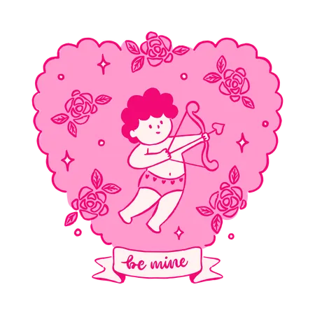 Cupid aiming an arrow  Illustration