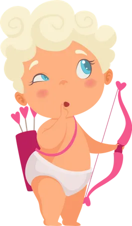 Cupid with bow and arrow  Illustration