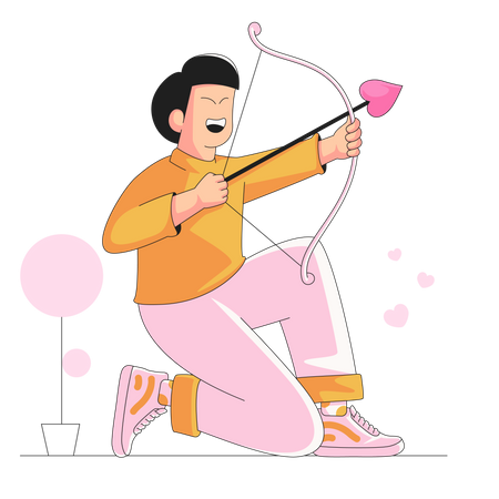 Cupid with bow and arrow Illustration