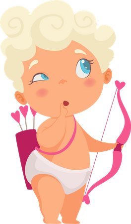 Cupid with bow and arrow  Illustration