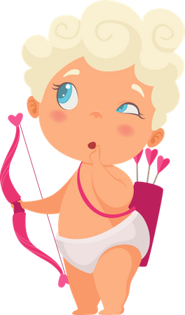 Cupid with bow and arrow  Illustration