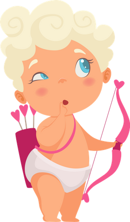 Cupid with bow and arrow  Illustration