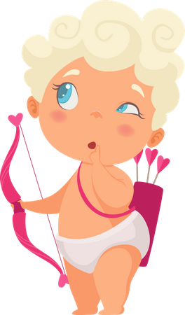 Cupid with bow and arrow  イラスト
