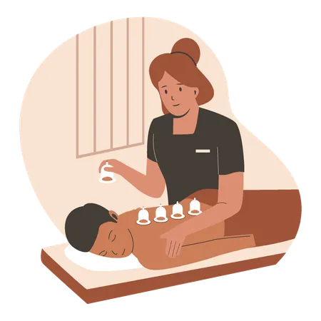 Cupping therapist  Illustration