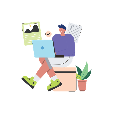 Curator is doing Content Curation Illustration