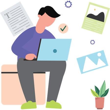 Curator is doing Content Curation Illustration