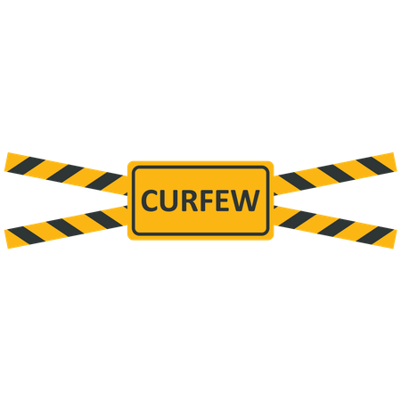 Curfew sign with warning adhesive tape  Illustration